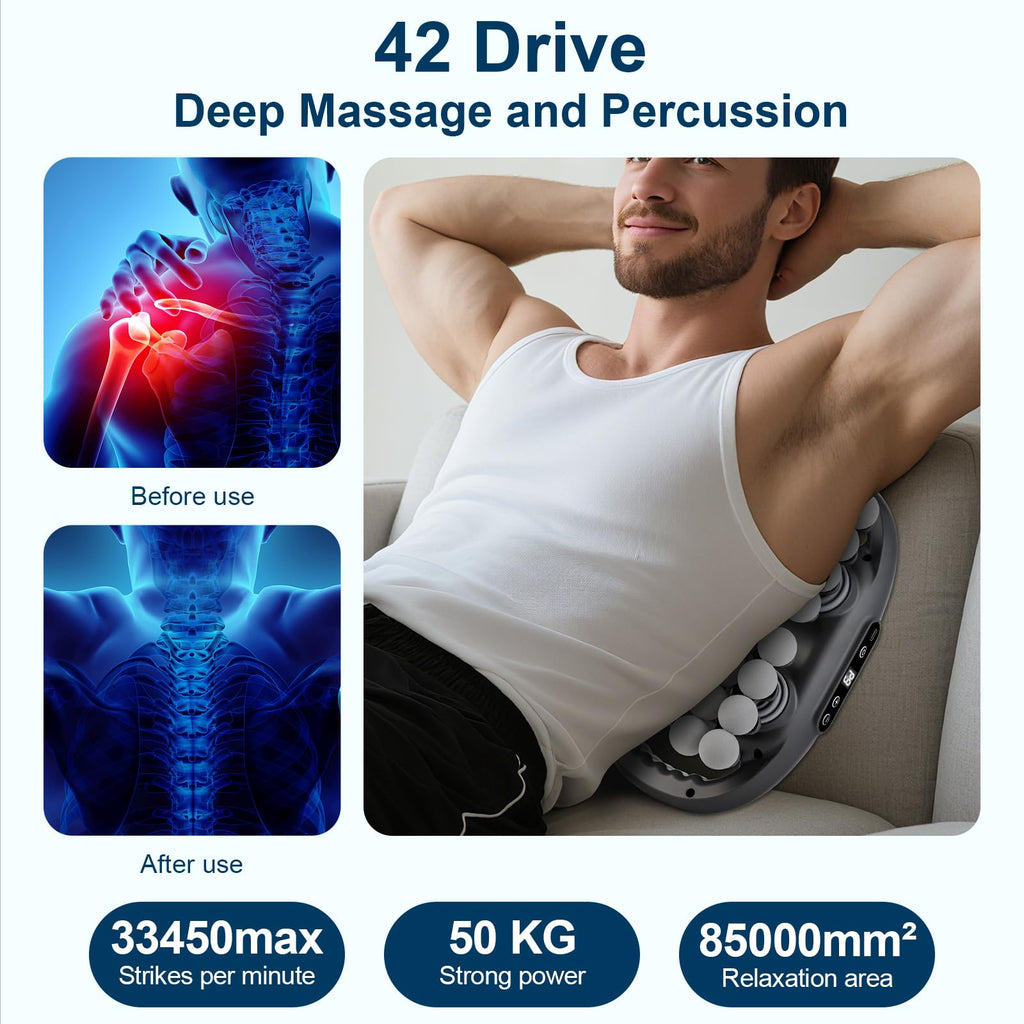 IeBilif Massage Gun, 42 Head Foot Back Neck Shoulder Massager with 9 Adjustable Multi-Modes & Intensities, Fascia Gun for Athlet
