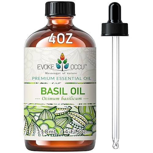 EVOKE OCCU Basil Essential Oil for Skin Massage Diffuser and Candle Making- 4 Fl Oz