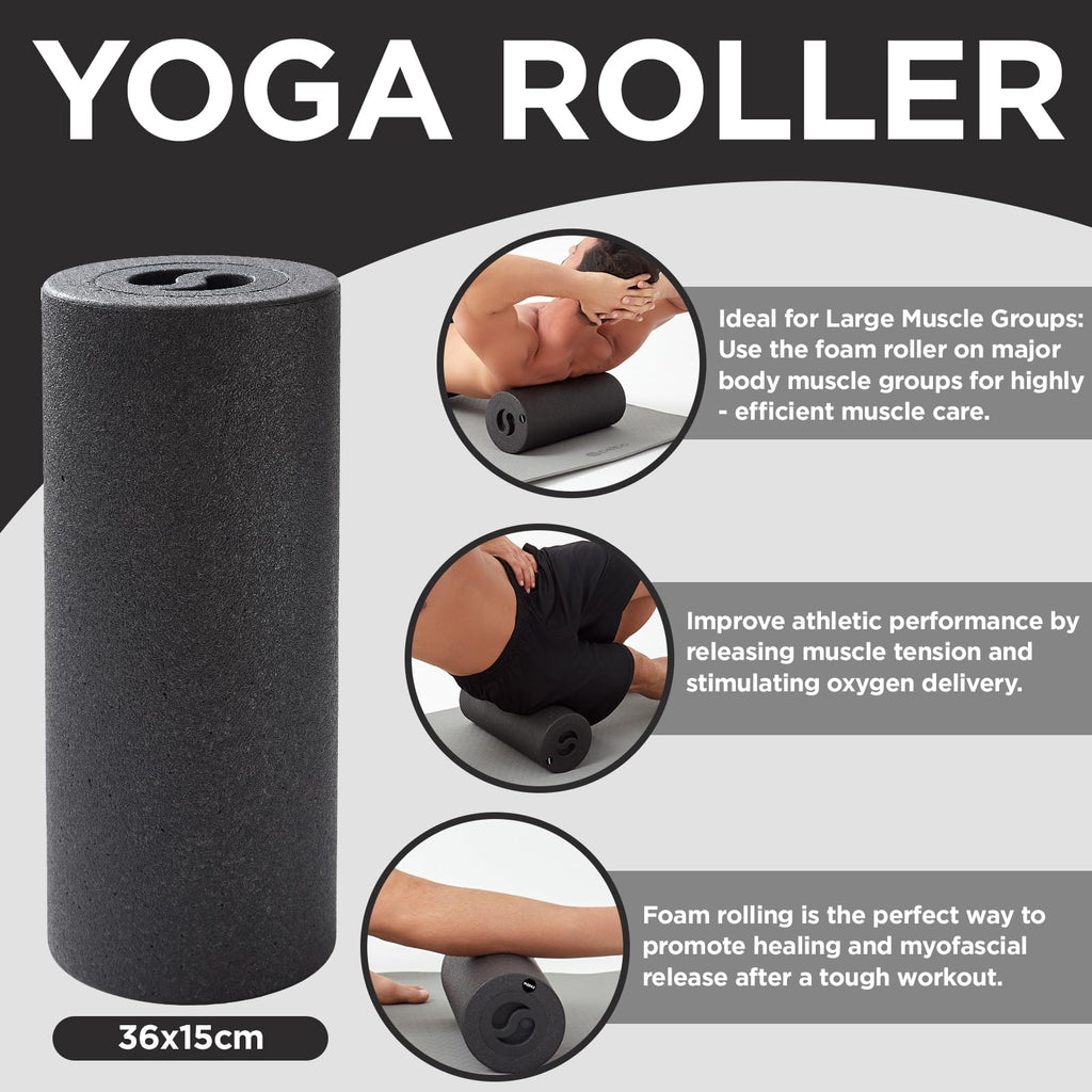 MZDXJ 5 in 1 Foam Roller Set with Peanut Massage Ball, Curved Muscle Brush - Yoga Roller, Massage Ball, Trigger Point Triangle f