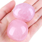 YATOJUZI 1.6''-2'' Rose Quartz Natural Crystals and Healing Stones Worry Stones Polished Rocks Pink Gemstones Palm Stone for Med