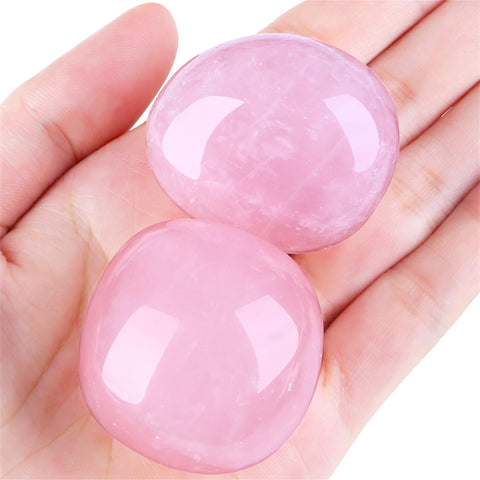 YATOJUZI 1.6''-2'' Rose Quartz Natural Crystals and Healing Stones Worry Stones Polished Rocks Pink Gemstones Palm Stone for Med