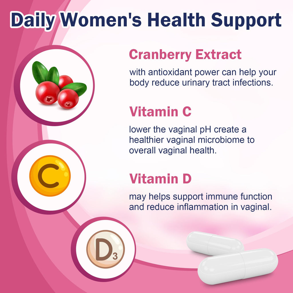 NATURE TARGET Vaginal Womens Probiotics, 100 Billion CFUs Probiotics & Prebiotics with Digestive Enzymes, Cranberry & D-Mannose