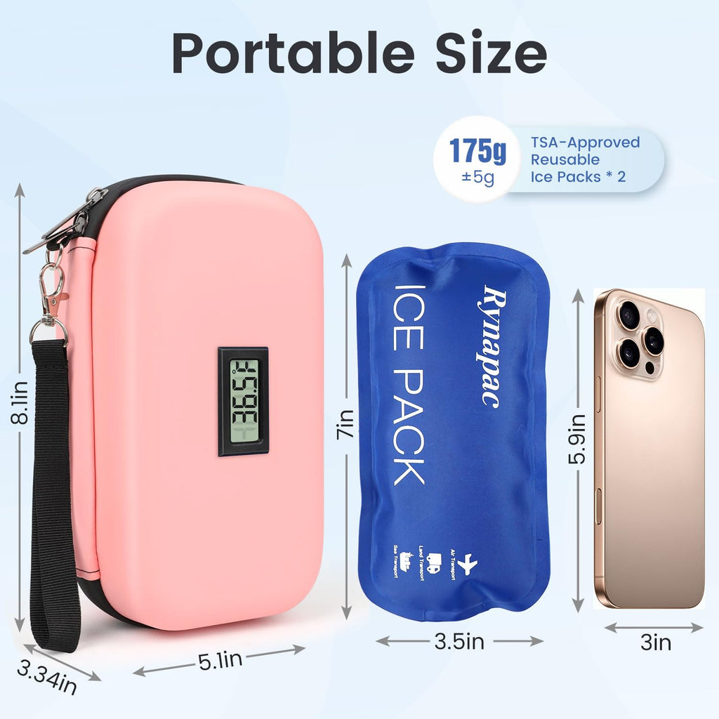 Rynapac Insulin Cooler Travel Case - TSA Approved Medication Diabetic Cooler for Travel with Fahrenheit Temperature Display, Inc