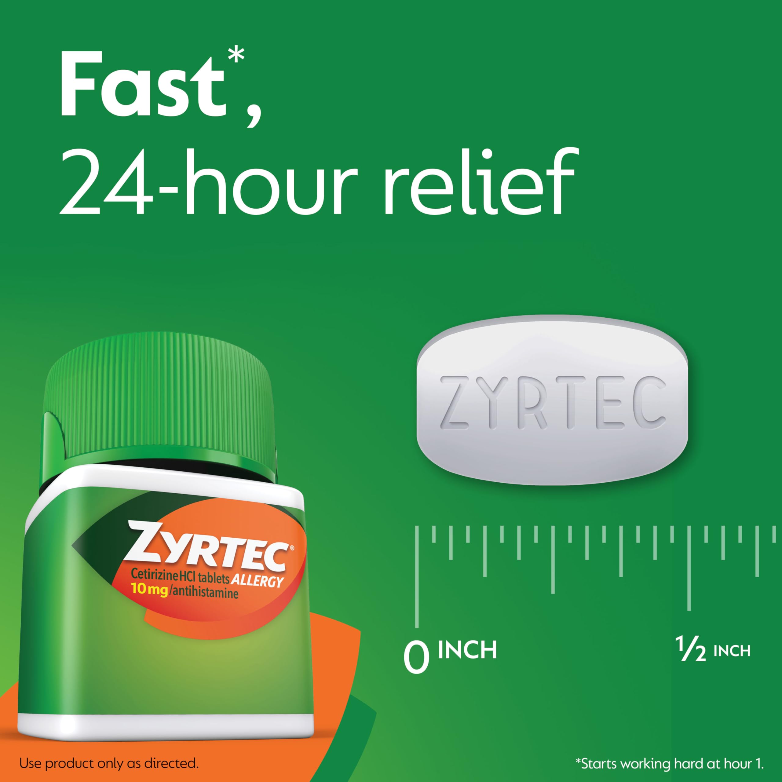 Zyrtec 24 Hour Allergy Relief Tablets, Indoor & Outdoor Anti Allergy Medicine with 10 mg Cetirizine HCl per Antihistamine Tablet