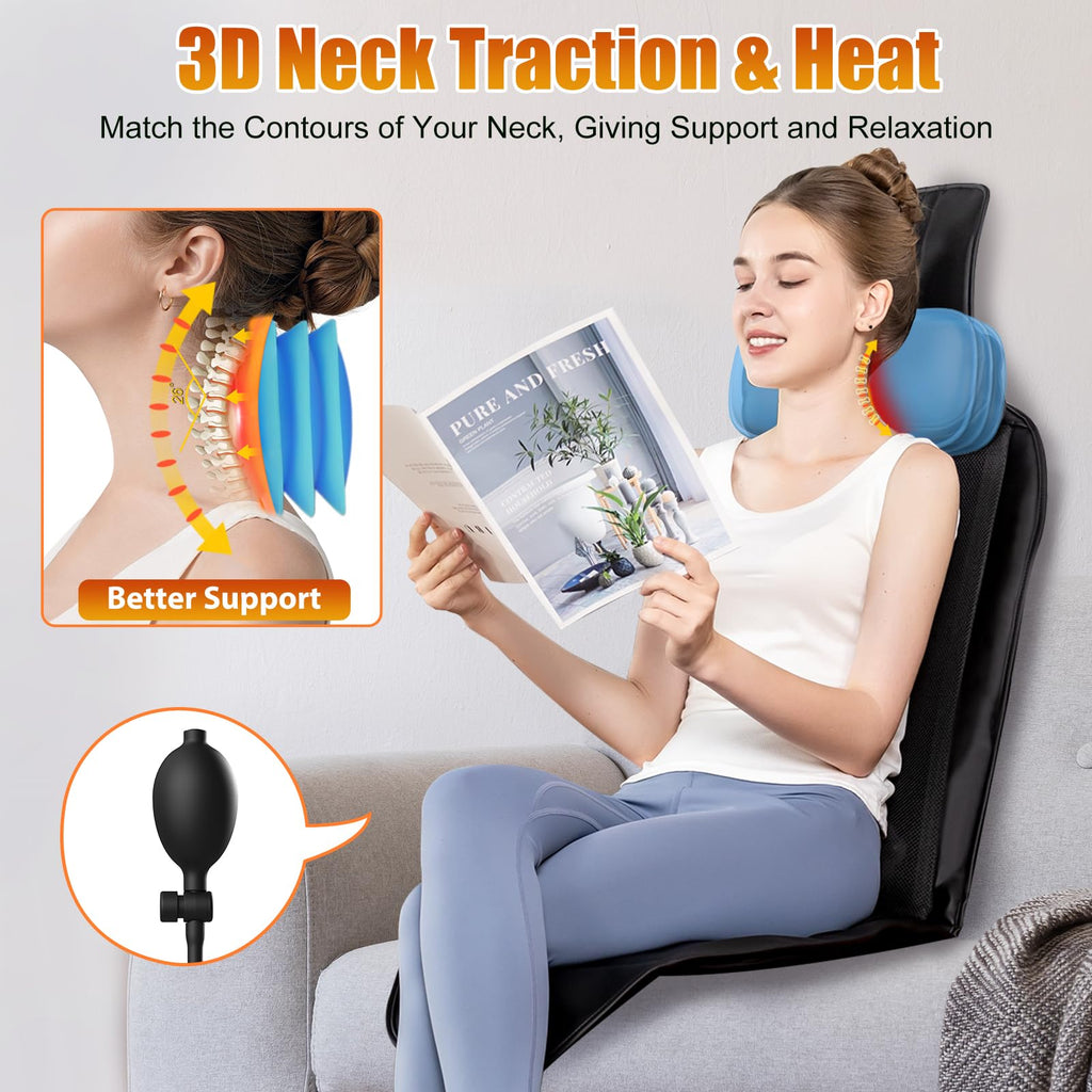 comrelax Shiatsu Back Massager with Heat, Massage Chair Pad for Full Back, Seat Massager for Office/Home,Gift for Father/Mother