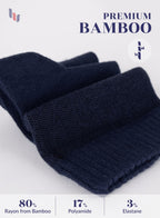 Hugh Ugoli Diabetic Socks for Men, Loose Ankle Socks Bamboo, Extra-Wide, Thin, Seamless Toe and Non-Binding Top, 4 Pairs, Navy B