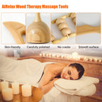 AiRelax 6 in 1 Wood Therapy Massage Tools,Lymphatic Drainage Massager Maderoterapia Kit Colombiana for Body Shaping,Body Sculpti