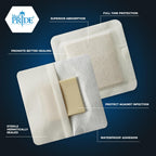 MED PRIDE Waterproof Silicone 6 X 6 Foam Wound Dressing (10-Count) Sterile, Adhesive Border | Home or Emergency Healing Supp