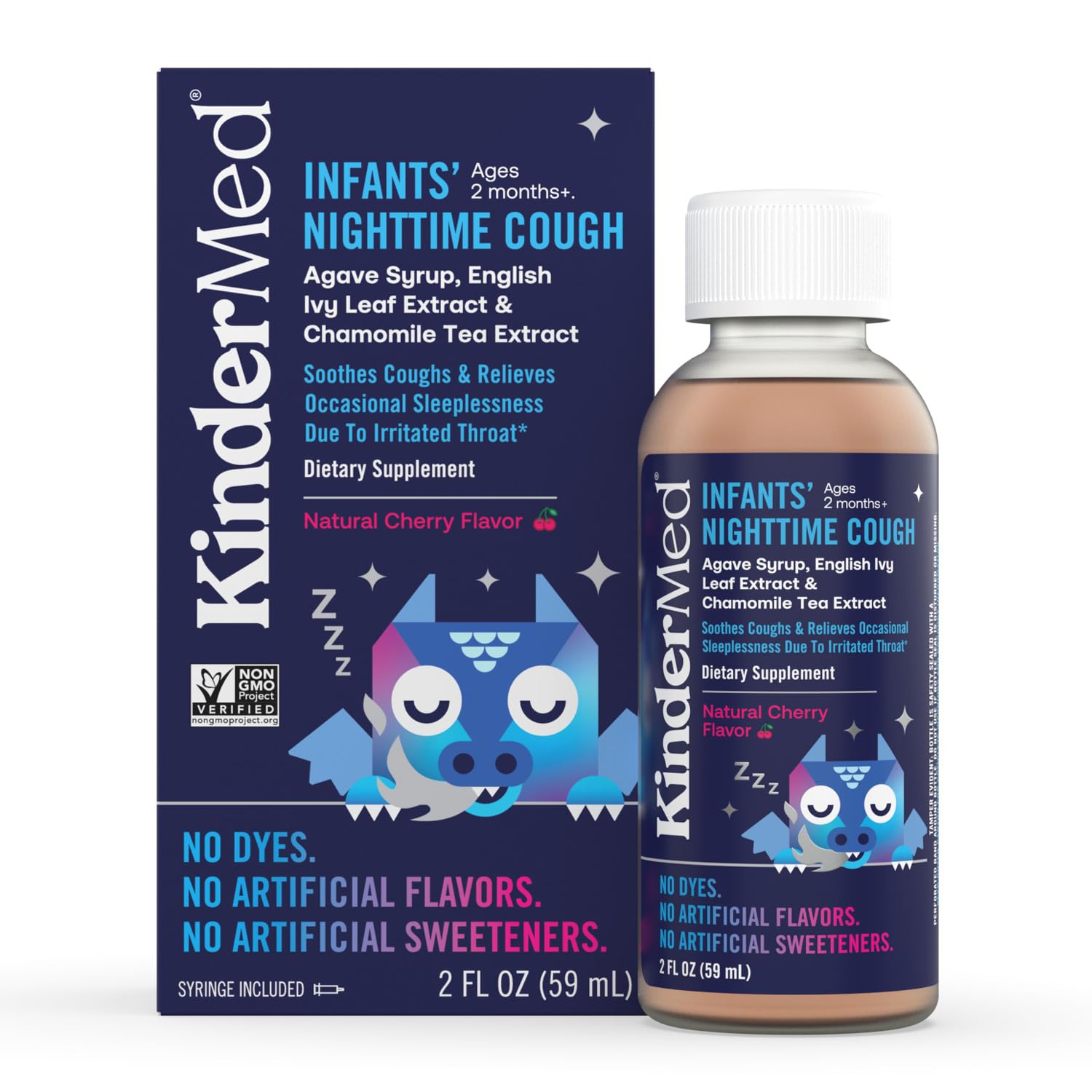 KinderMed Infants Nighttime Cough, Organic Agave Syrup, English Ivy Leaf Extract, Chamomile Tea Extract, No Dyes, No Artificial