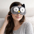 Jenna Fabric Cute Sleeping Eye Shade Mask Cover For Insomnia, Meditation, Puffy Eyes And Dark Circles 3D Cat Grey With Gel