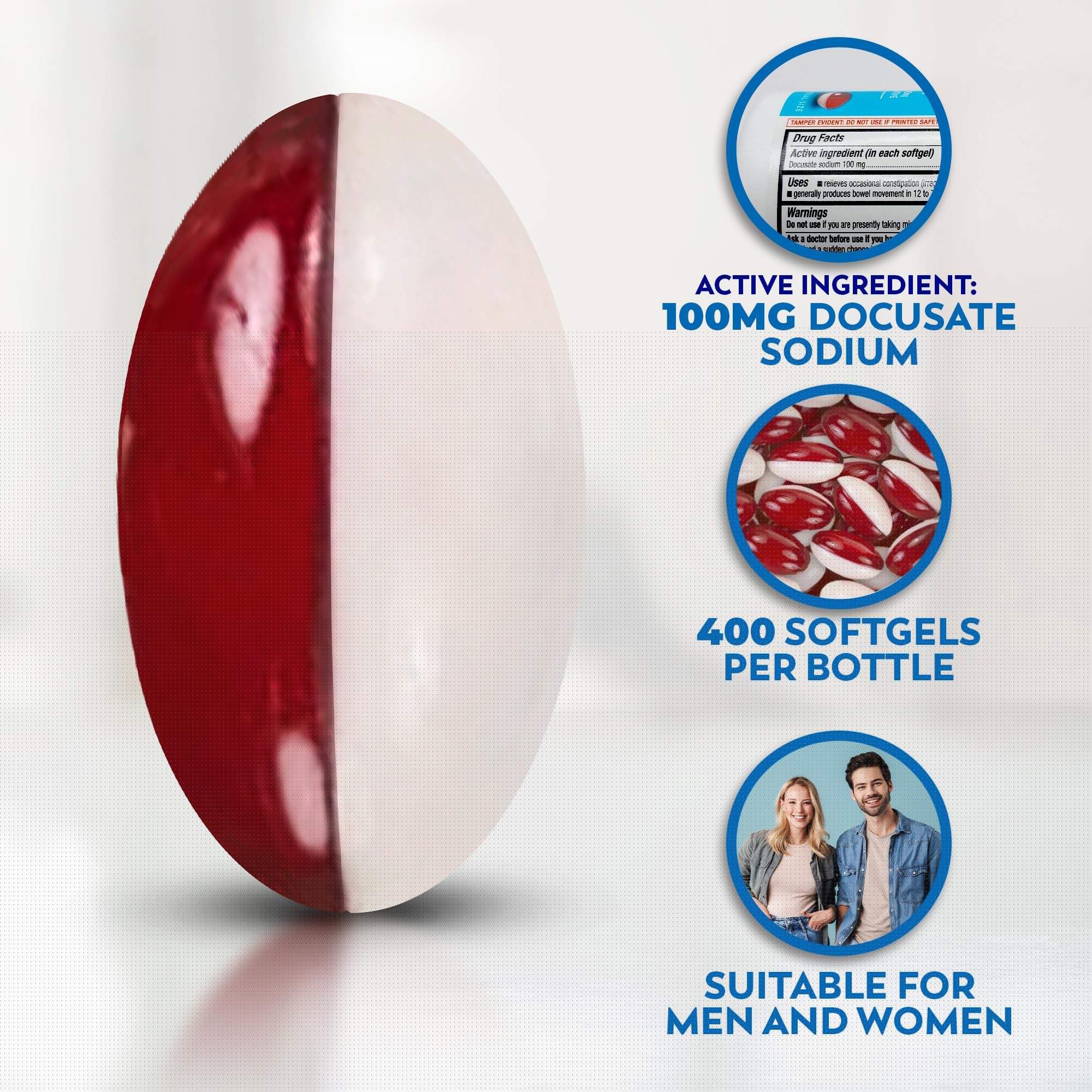 berkley jensen Stool Softener Laxative, Docusate Sodium 100 mg, Stimulant-Free Gentle Dependable Constipation Relief - Helps Pro