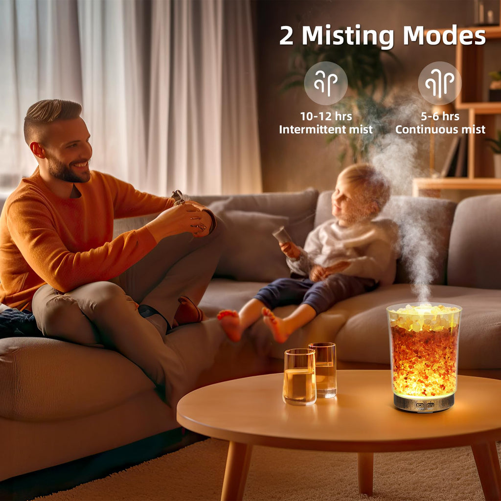 Essential Oil Diffuser, 3 in 1 Aromatherapy Diffuser & Himalayan Salt Lamp & Ultrasonic Humidifier with Timer for Large Room, In