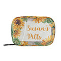 Custom Pill Box 7 Day Pill Case Bag Sunflower Personalized Name Travel Pill Organizer Bag with Zipper Portable Weekly Case Compa