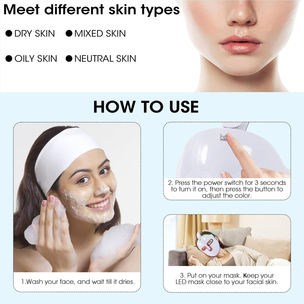 CarPerif LED Light Therapy Mask Red Blue Light Therapy for Face, Led Face Mask At Home
