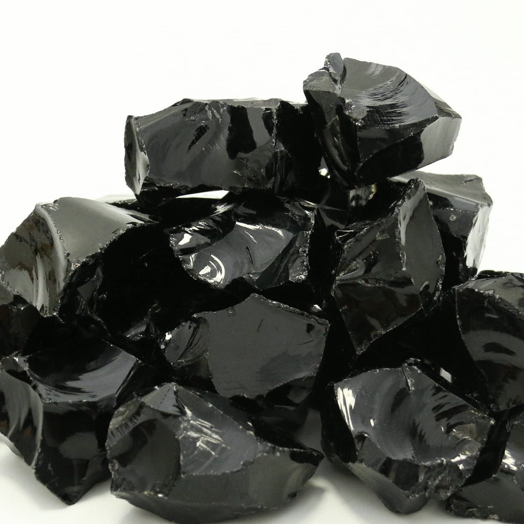Black Obsidian Stones Crystal Bulk, Raw White Quartz Crystal Stones for Wicca, Reiki, and Energy Healing Crystals, Witchcraft Su