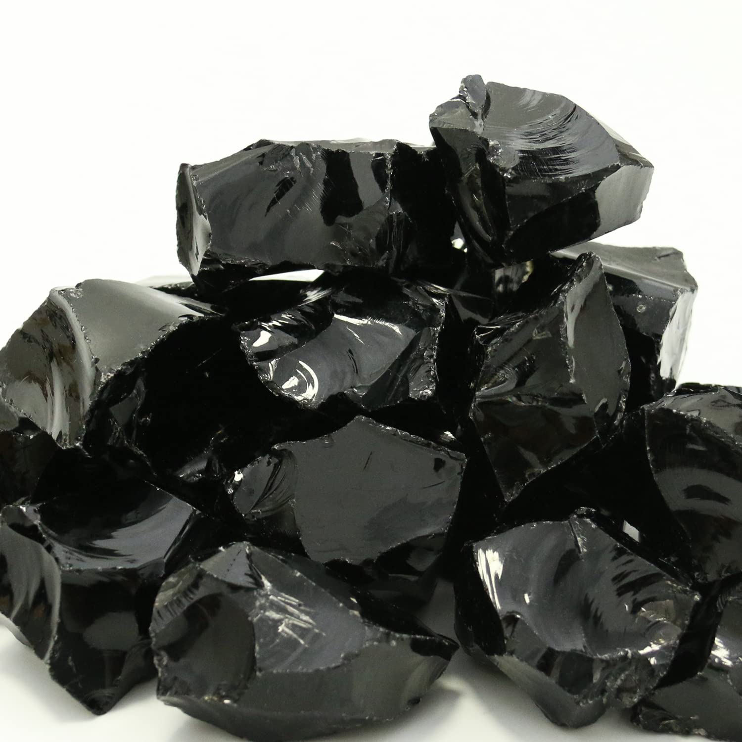 Black Obsidian Stones Crystal Bulk, Raw White Quartz Crystal Stones for Wicca, Reiki, and Energy Healing Crystals, Witchcraft Su