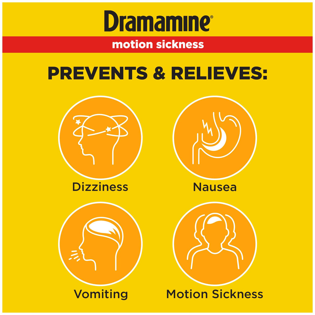 Dramamine Chewable, Motion Sickness Relief, Orange Flavor, 8 Count
