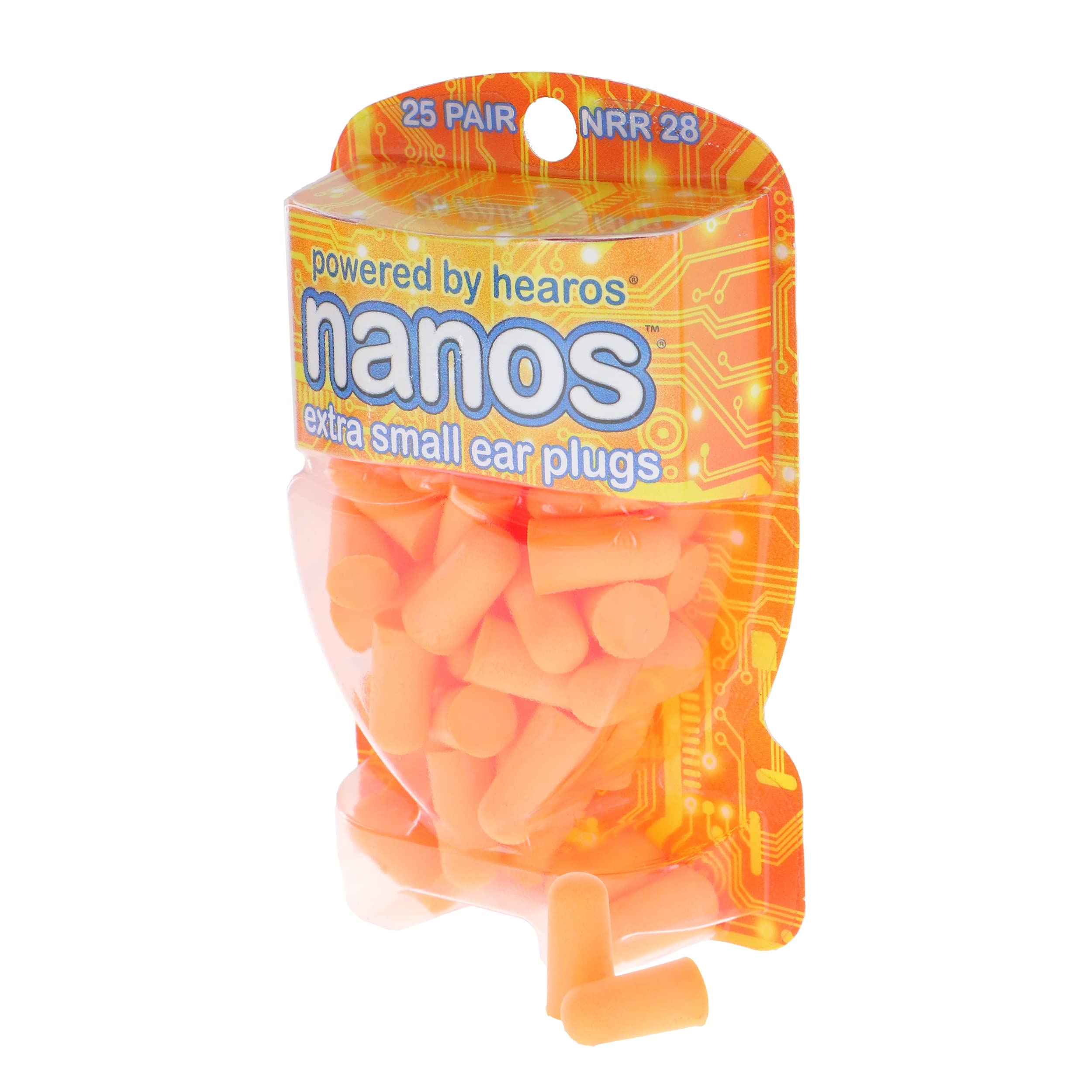 HEAROS Nanos NRR 28 Noise Cancelling Foam Ear Plugs - Extra Small Hearing Protection for Petite Ears - Ideal for Sleeping snorin