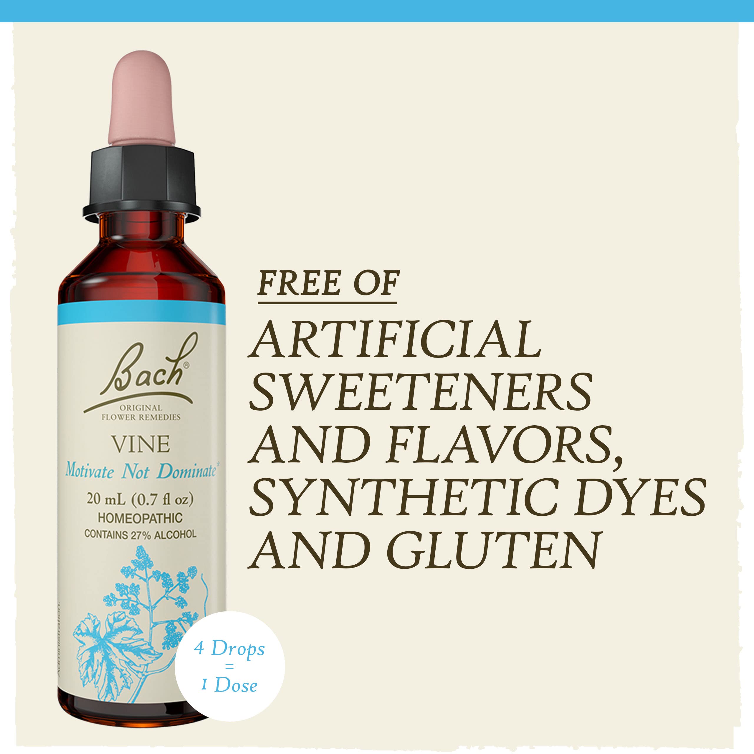 Bach Original Flower Remedies, Vine for Motivation, Natural Homeopathic Flower Essence, Holiday Gift for Him or Her, Vegan, 20mL