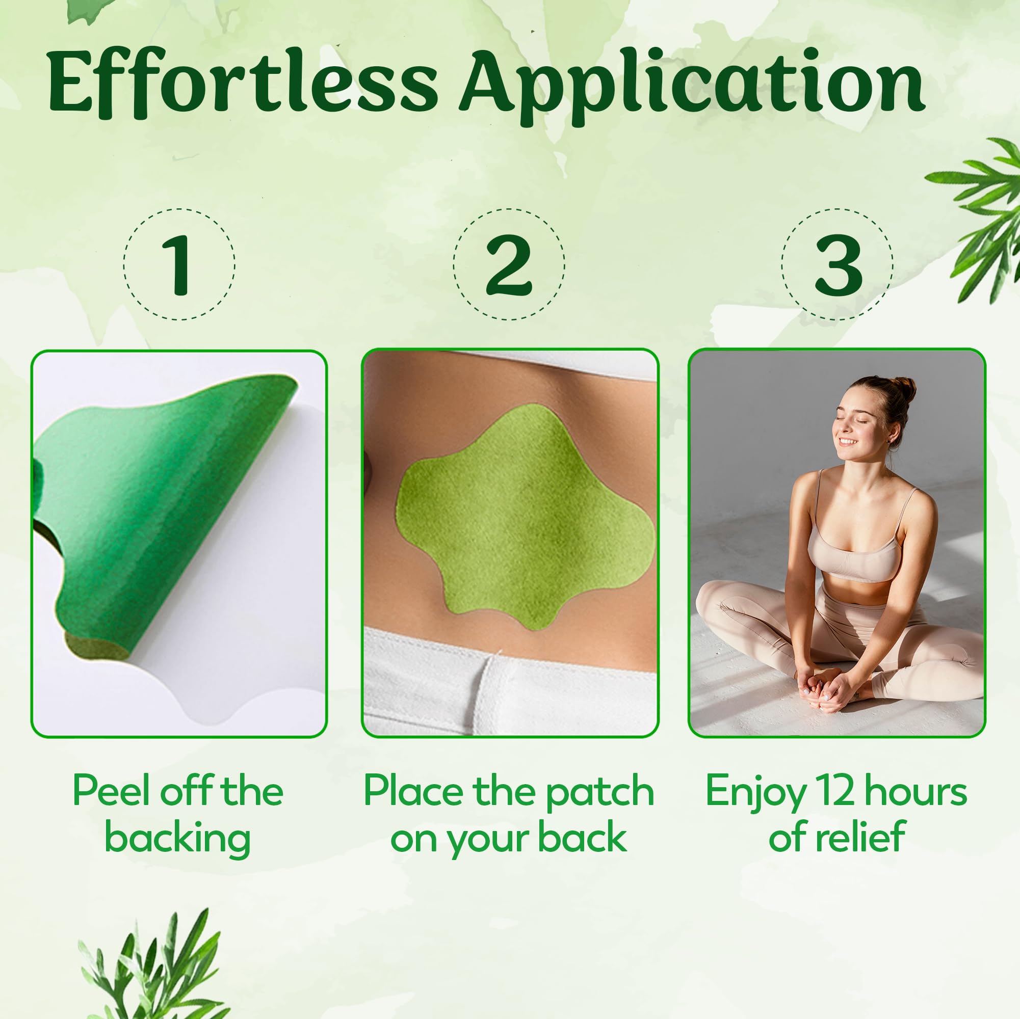 FlexiBack Natural Back Relief Patches - Herbal Lumbar Spine Patch for Soreness, Discomfort, Sciatica, Strain, Imbalances - Easy-