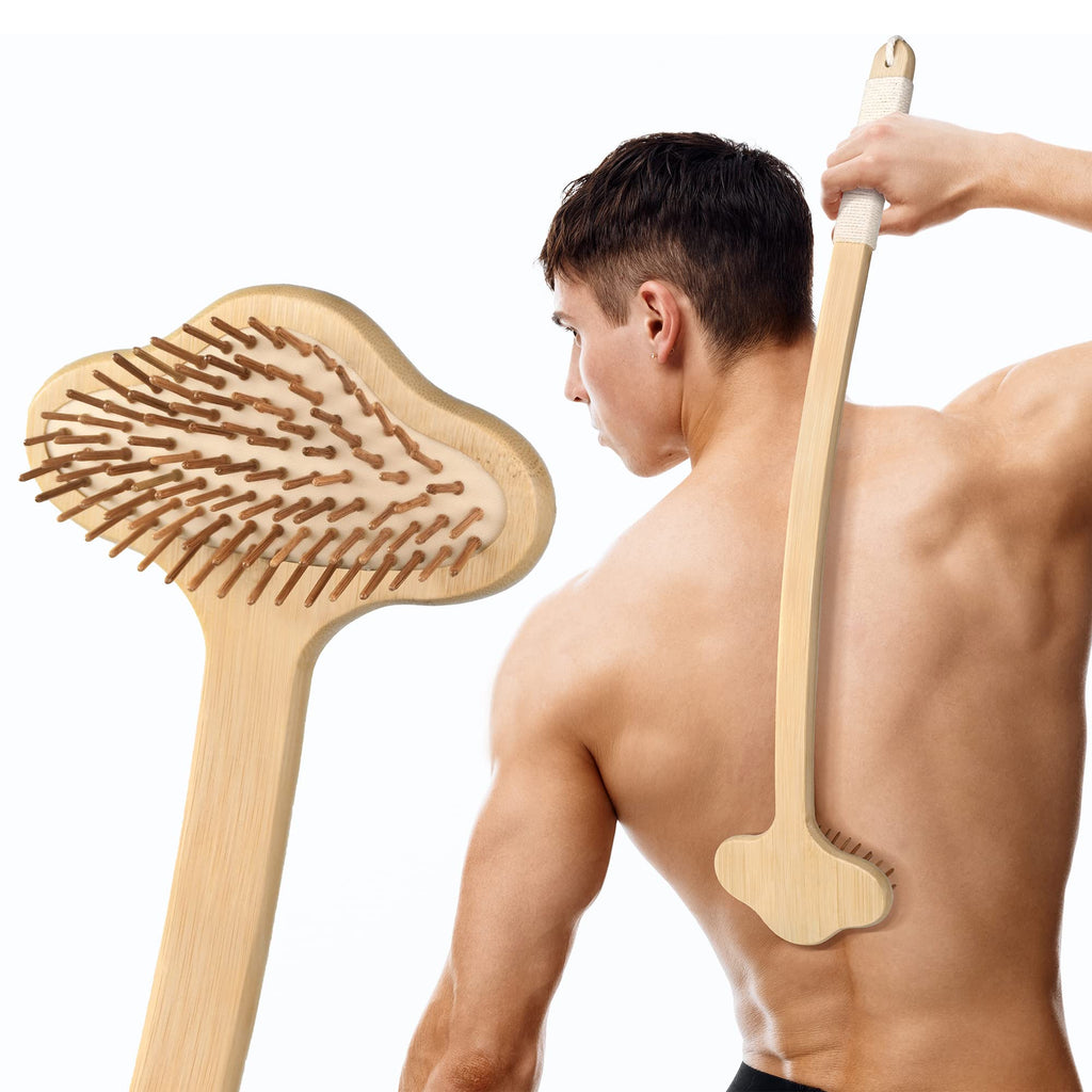 NURENDER Oversized Back Scratcher, Extended Bamboo Scratcher, 22.04 Long Curved Handle; Wider Head; More Larger Scratching Surfa