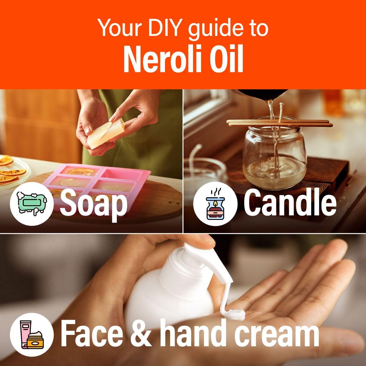 Hana Neroli Essential Oil for Diffuser - 100% Natural Fragrance Neroli Oil for Skin - Neroli Essential Oil for Aromatherapy, Soa