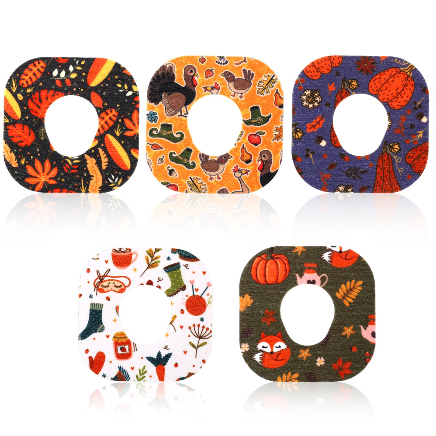 40pcs Glucose Sensor Patches for Dexcom G7, Waterproof Non-Woven Fabric CGM Overpatches Thanksgiving Style Adhesive Sensor Stick