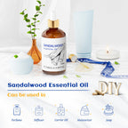 HIQILI 100ML Sandalwood Essential Oils, Long-Lasting Scent for Perfume, Diffuser, Soap Making & Candle- 3.38 Fl Oz