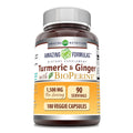 Amazing Formulas Turmeric Curcumin & Ginger With Bioperine Supplement | 1500 Mg Per Serving | 180 Veggie Capsules | Non-Gmo | Gl
