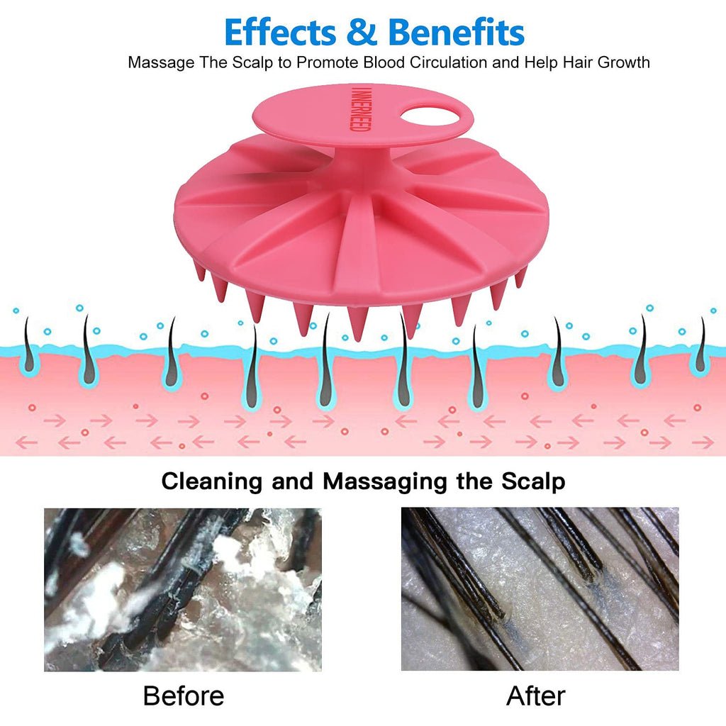 INNERNEED Scalp Massager Shampoo Brush, Wet & Dry Manual Scalp Care Head Scrubber Hair Washing, Soft Silicone Bristles, for Hair