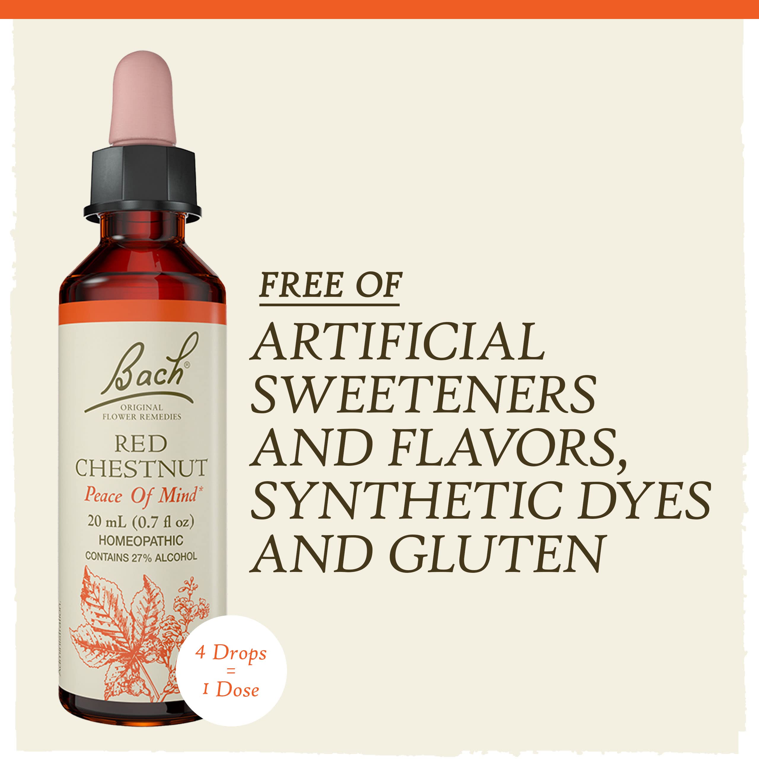 Bach Original Flower Remedies, Red Chestnut for Peace of Mind, Natural Homeopathic Flower Essence, Holistic Wellness and Stress