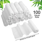 Treela 100 Rolls Gauze Bandage, 4 in x 5 Yards, Elastic Bandages Individual Packaging Sterile Non Latex First Aid Pads Medical B