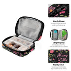 Custom Pill Box 7 Day Pill Case Bag Floral Flowers Personalized Name Travel Pill Organizer Bag with Zipper Portable Weekly Case