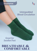 Hugh Ugoli Women Diabetic Ankle Socks, Super Soft & Thin Bamboo Socks, Wide & Loose, Non-Binding Top & Seamless Toe, 4 Pairs, Ch