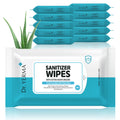 Dr. YERMA 70% Alcohol Hand Sanitizer Wipes with Aloe Vera & Extra Moisturizers, 10 Packs of 20 (200 wipes) Travel Size, Vegan Co