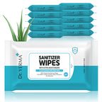 Dr. YERMA 70% Alcohol Hand Sanitizer Wipes with Aloe Vera & Extra Moisturizers, 10 Packs of 20 (200 wipes) Travel Size, Vegan Co