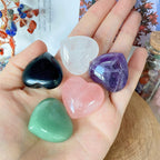 QINJIEJIE 5Pcs 1.2'' Rose Quartz Heart Crystals Amethyst Healing Crystal Love Stone Polished Thumb Palm Natural Worry Gemstones