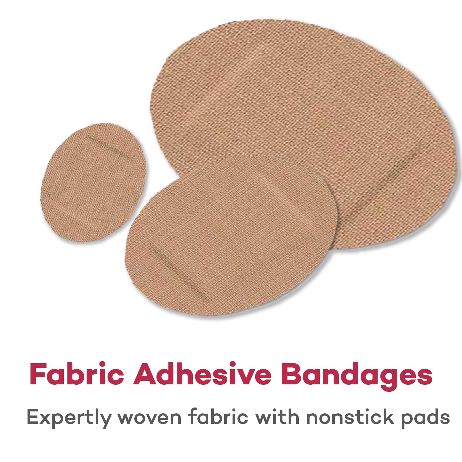 Dealmed Flexible Fabric Oval Spot Adhesive Bandages - 100 Count (3 Pack) Non-Stick Pad, Latex Free, Wound Care for First Aid Kit