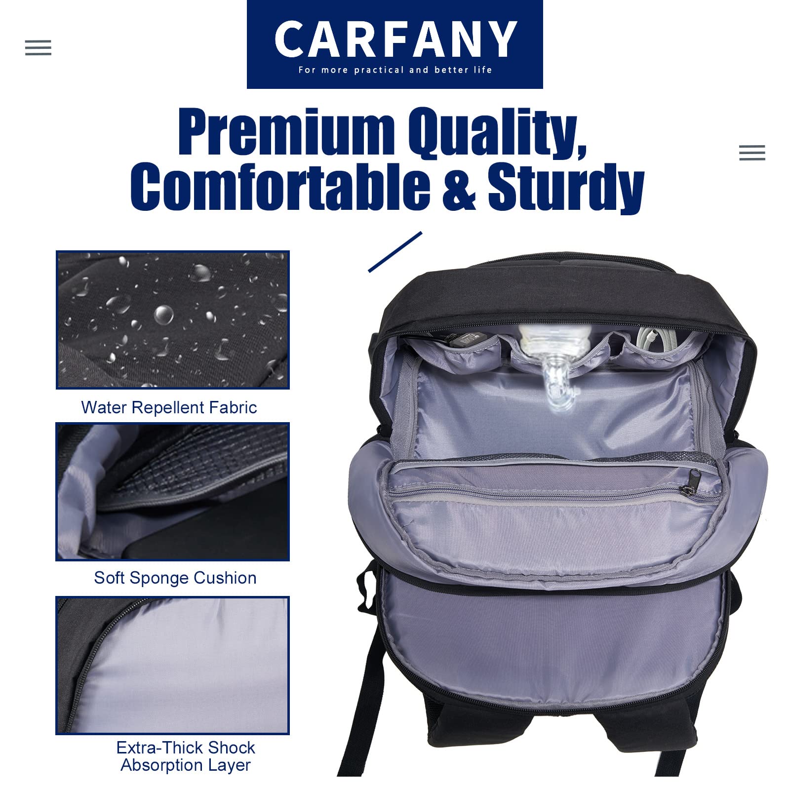 CPAP Backpack 17.32 Inch Lightweight Carrying On Travel Bag for CPAP Machine and Laptop Tablet Women Men Compatible with Resmed