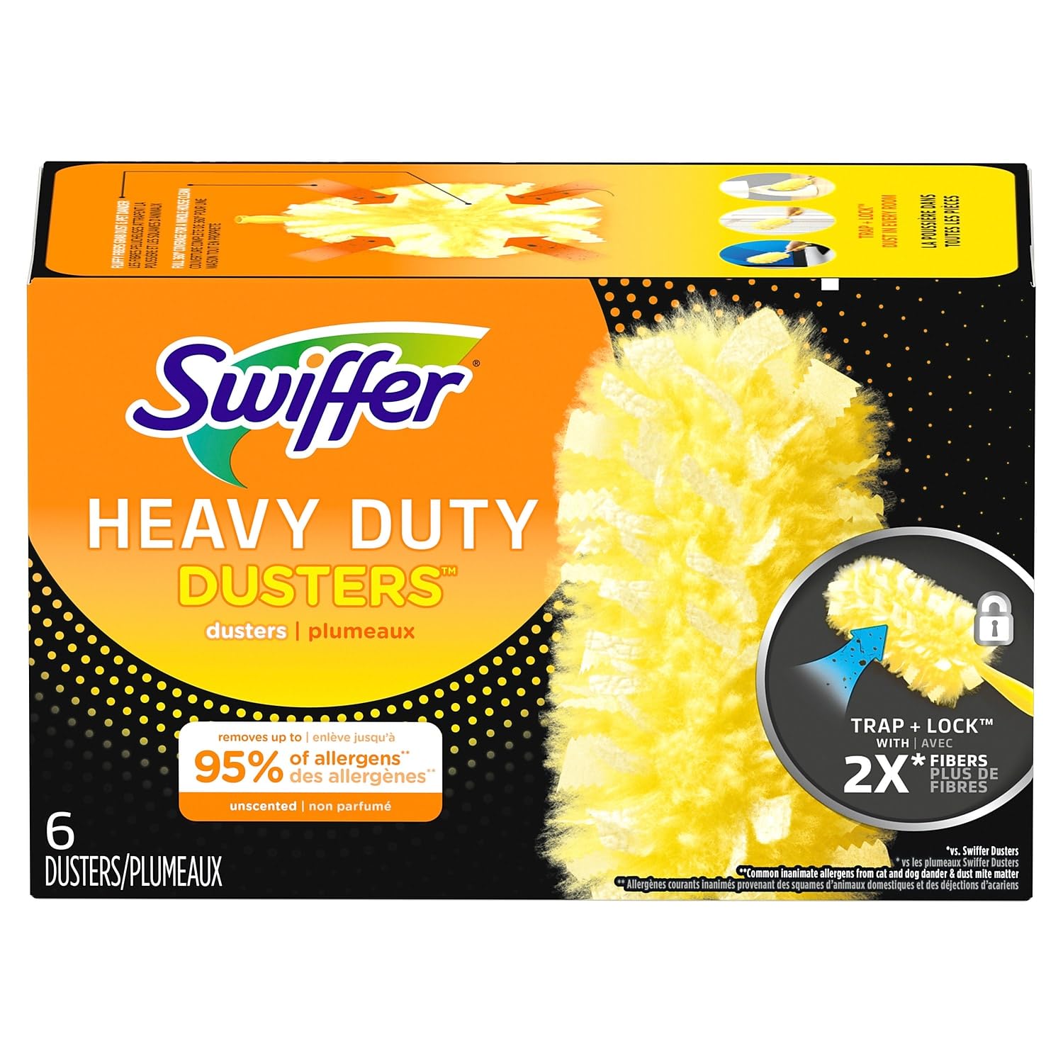Swiffer 21620BX 360 Dusters Refill, Dust Lock Fiber, Yellow, 6/Box