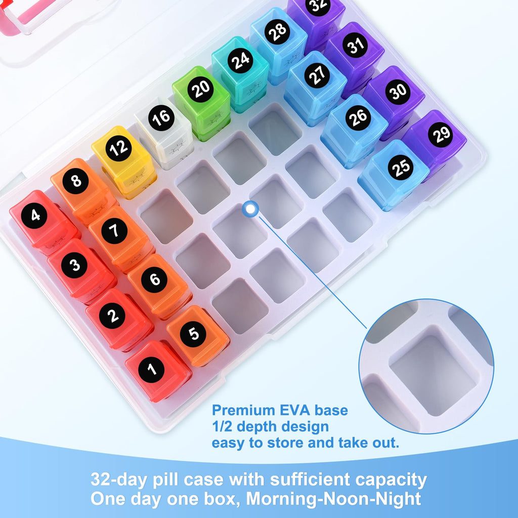 ZRFMIB Monthly Pill Organizer 2 Times a Day, 30 Day Pill Organizer with 32 Daily Pill Box and Travel Case, for Medicine, Vitamin