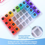 ZRFMIB Monthly Pill Organizer 2 Times a Day, 30 Day Pill Organizer with 32 Daily Pill Box and Travel Case, for Medicine, Vitamin