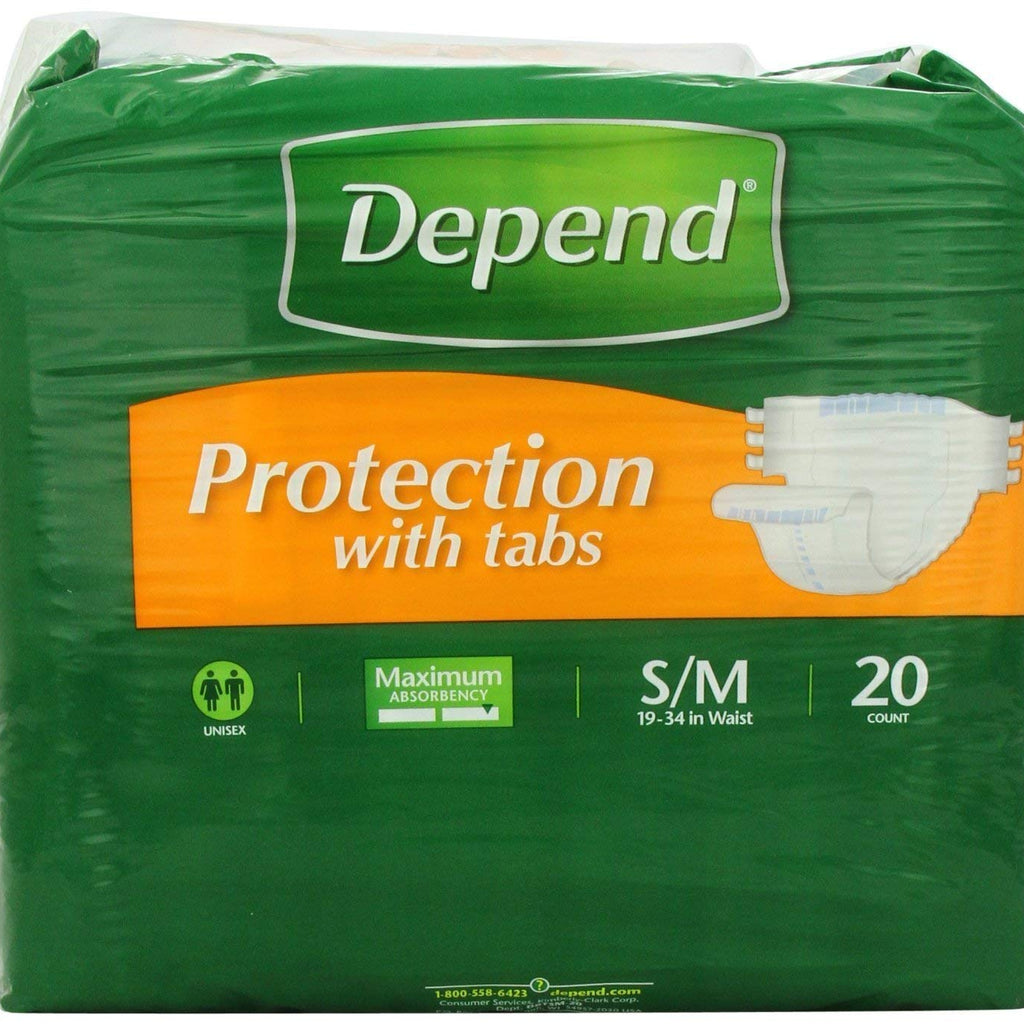 Depend Protection with Tabs, [Small/Medium], Maximum Absorbency, 20-Co ...