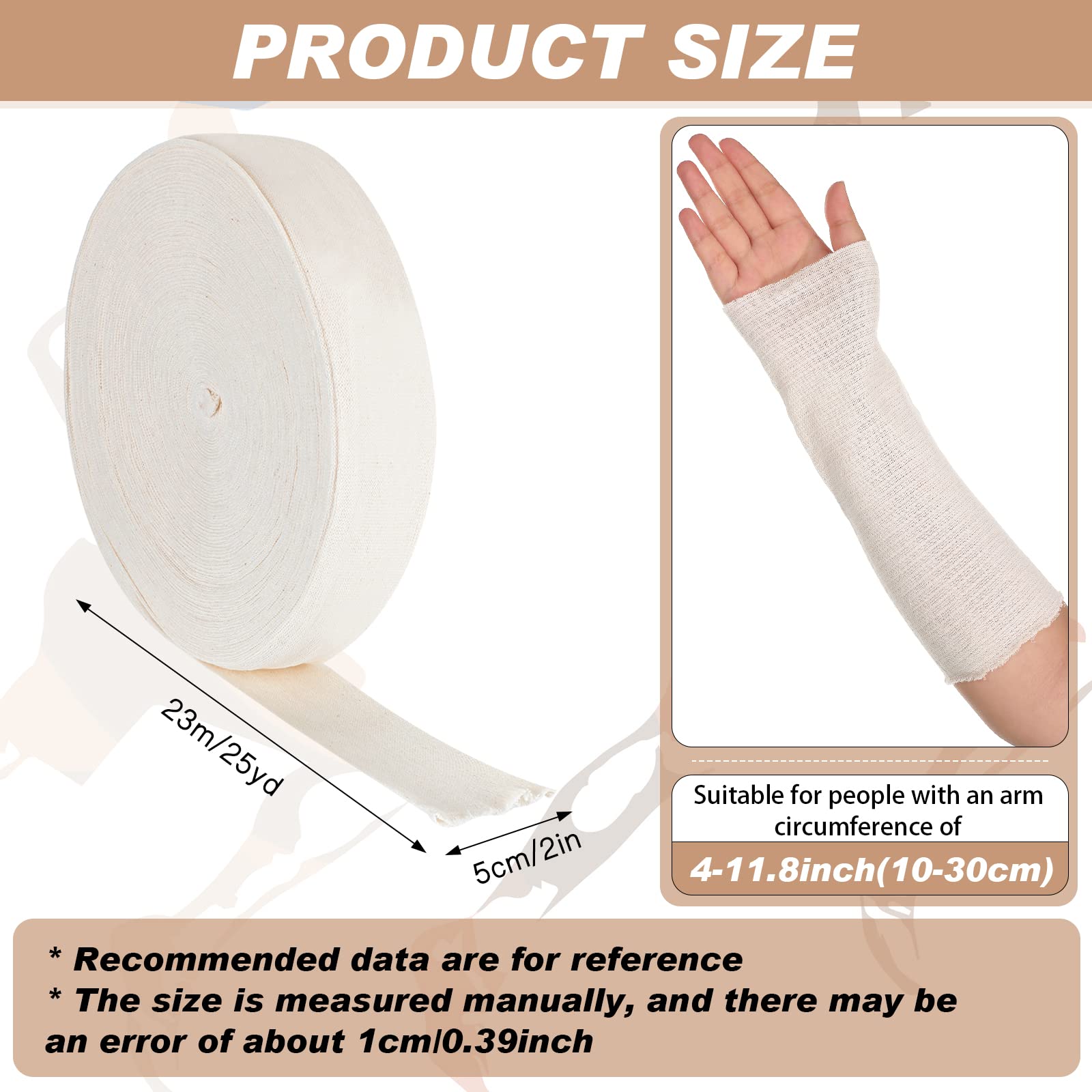 Nuanchu Cotton Stockinette Tubular Elastic Bandage Cast Sleeve Roll Elastic Wrap Tube Bandages Comfortable Cast Stockinette for