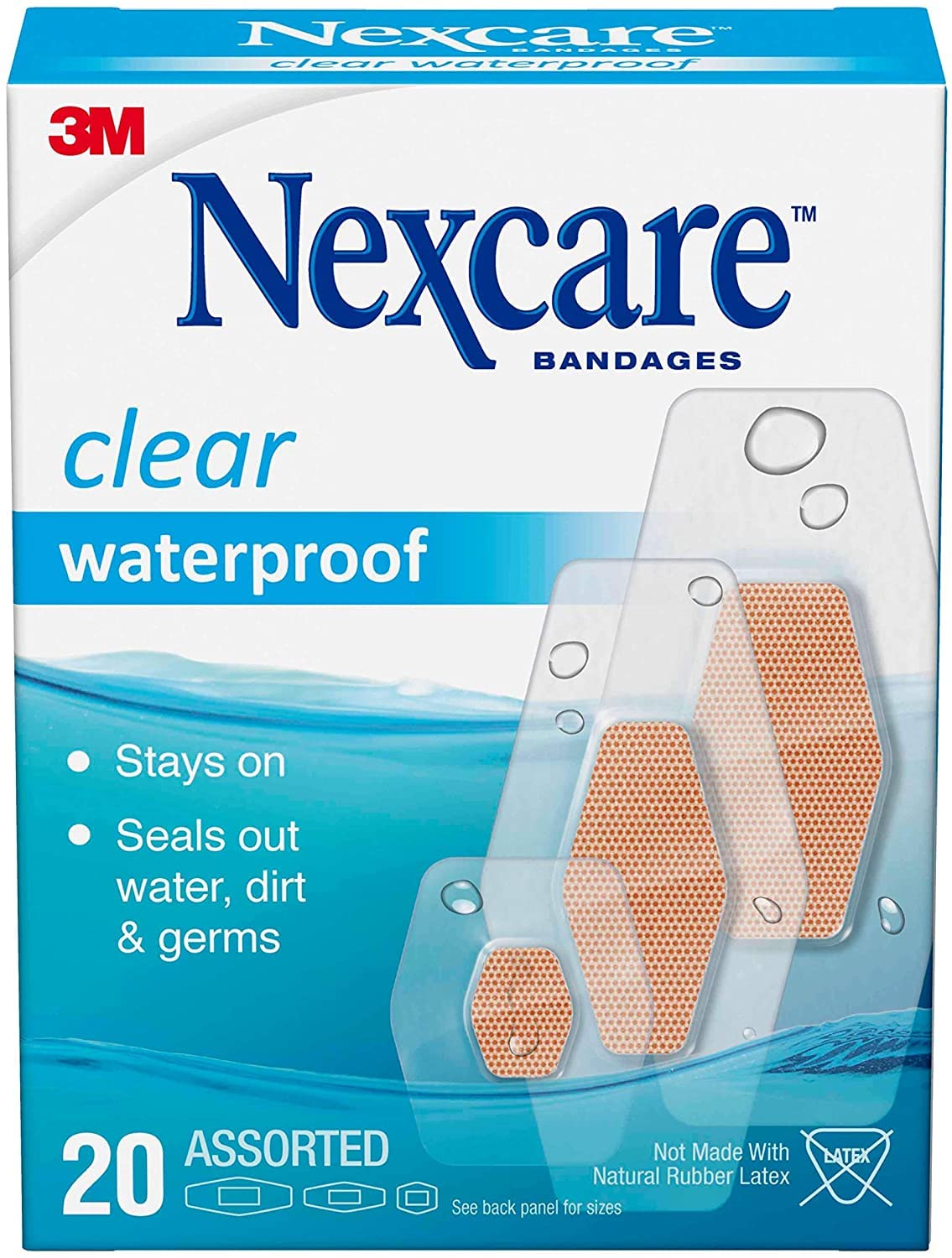 Nexcare Waterproof Clear Bandages Assorted 20 Each (Pack of 7)