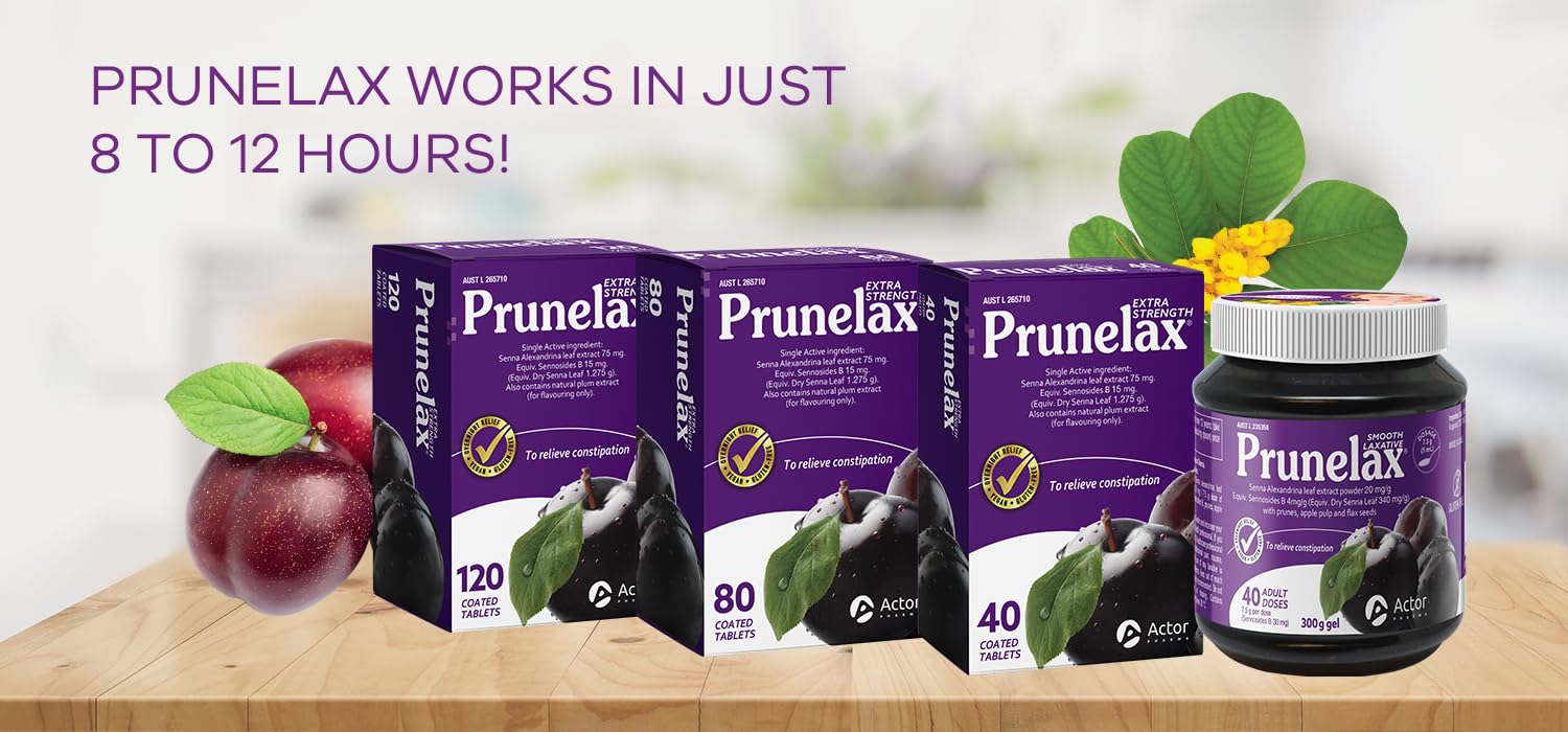 Prunelax Tablets - Extra Strength Natural Laxative Supplement Containing High Strength Senna for Constipation Relief & Restore N