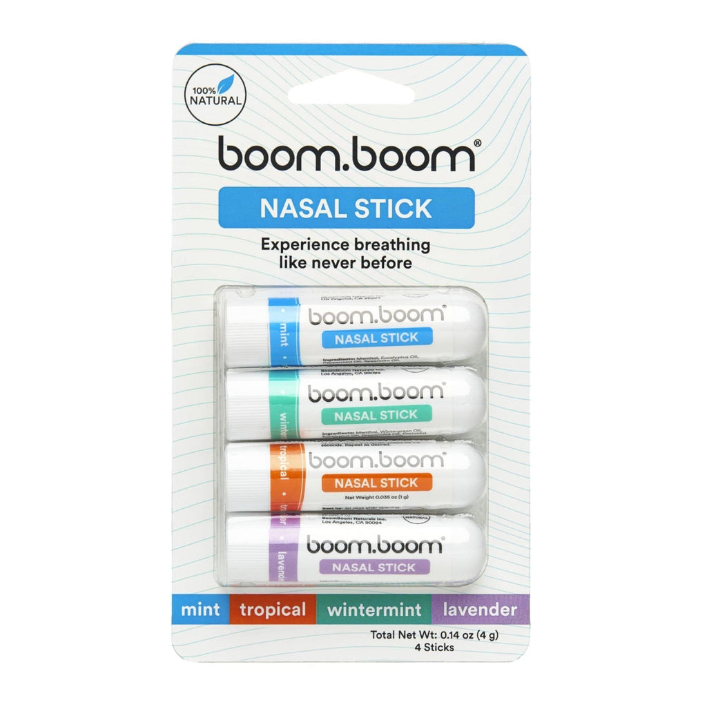BoomBoom Nasal Stick (4 Pack) | Boosts Focus + Enhances Breathing | Provides Fresh Cooling Sensation | Aromatherapy Inhaler Made