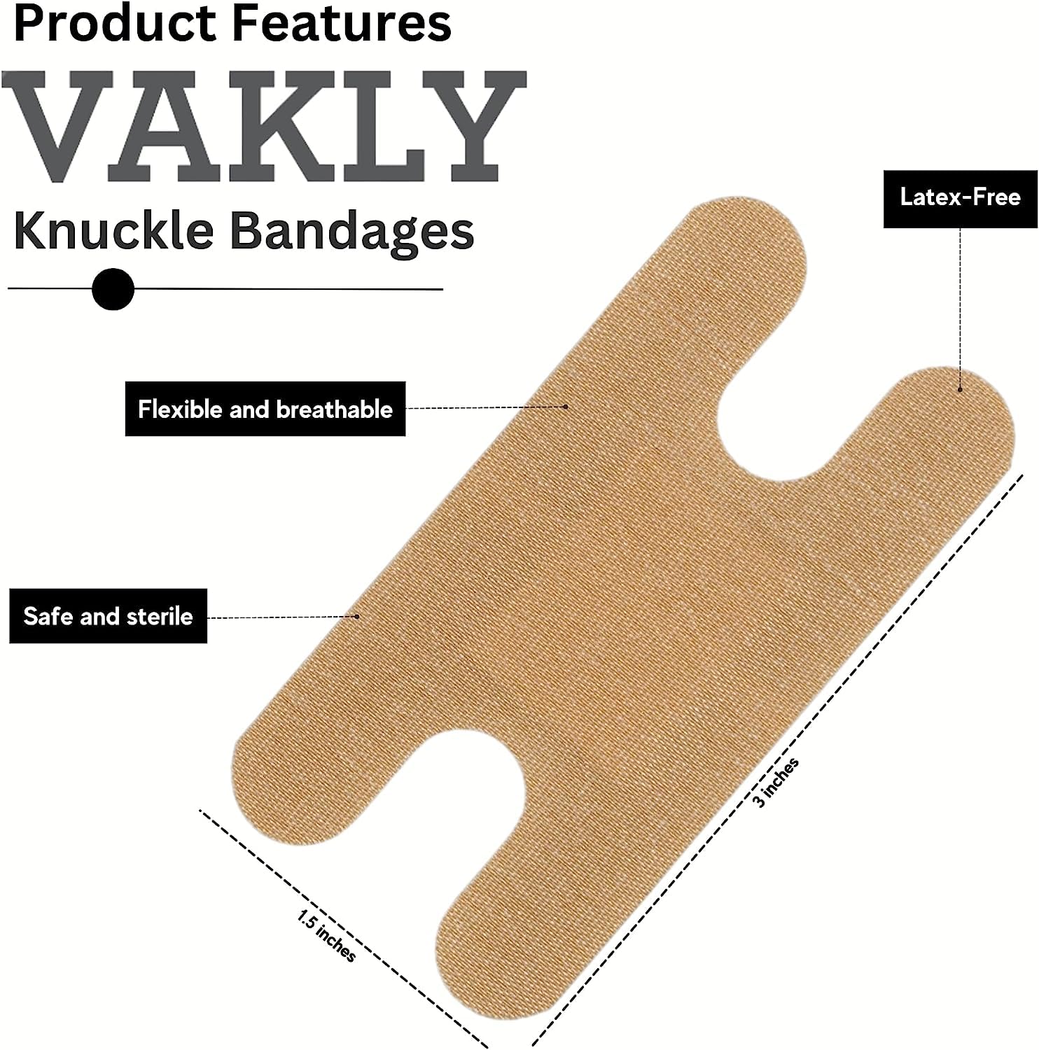 Adhesive Fabric Knuckle Bandages [Pack of 300] Sterile Heavy Woven Flexible Breathable Adhesive Bandages with Non-Stick Pad 3 x