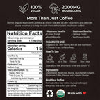Mornis Mushroom Coffee, Adaptogenic 6 Mushrooms with Lion's Mane, Reishi, Cordyceps, Shiitake, King Trumpet & Turkey Tail, Instant Coffee Powder for Energy, Digestion & Immune Support, 30 Servings