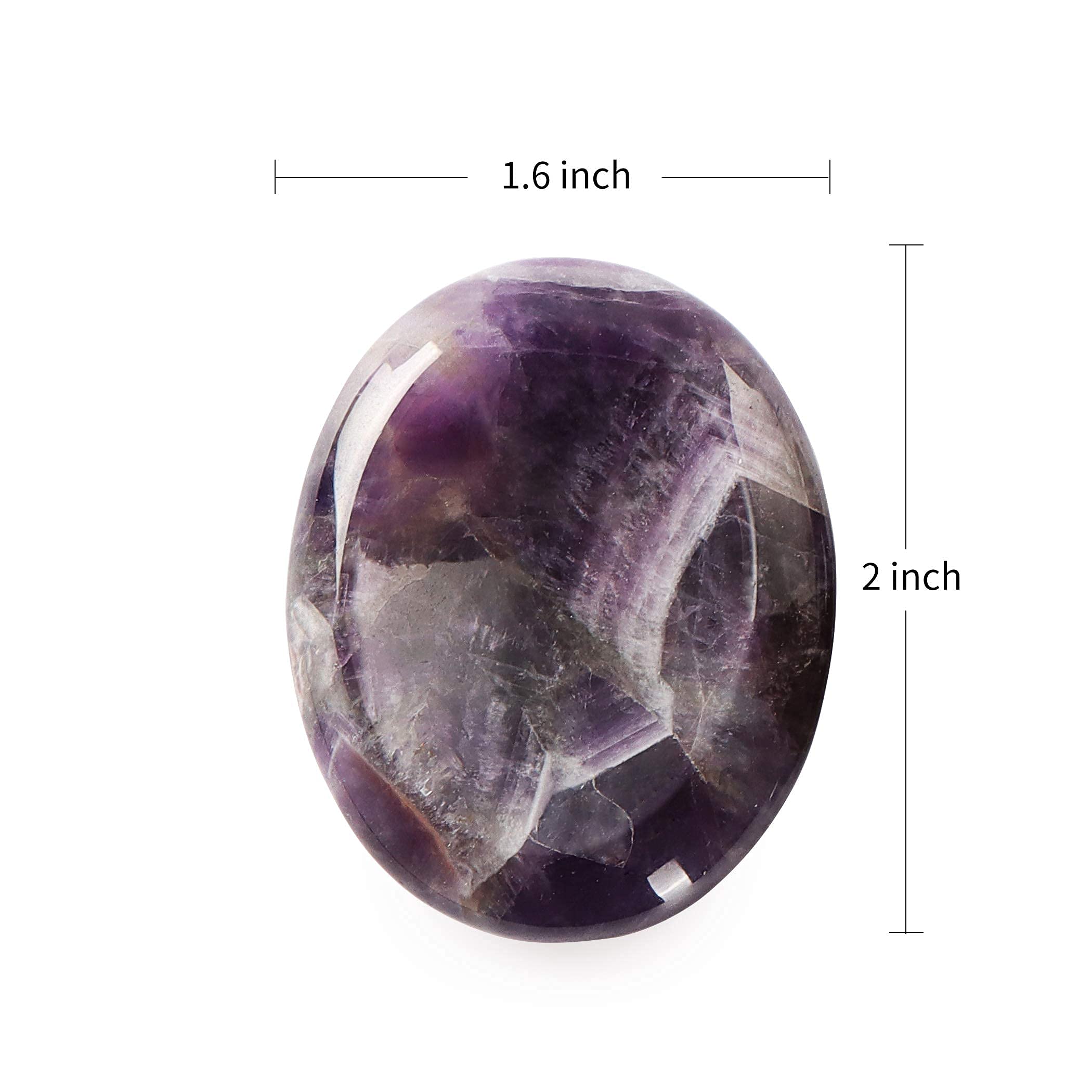 Artistone 2.0Amethyst Crystal Worry Thumb Stones for Anixety Natural Polished Healing Bulk Purple Palm Pocket Chakra Stones Wome